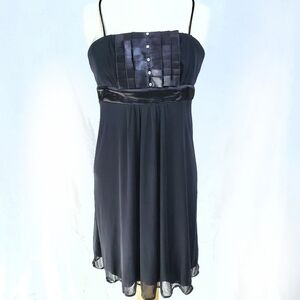Dots Chiffon Little Black Rhinestone Ribbon Dress